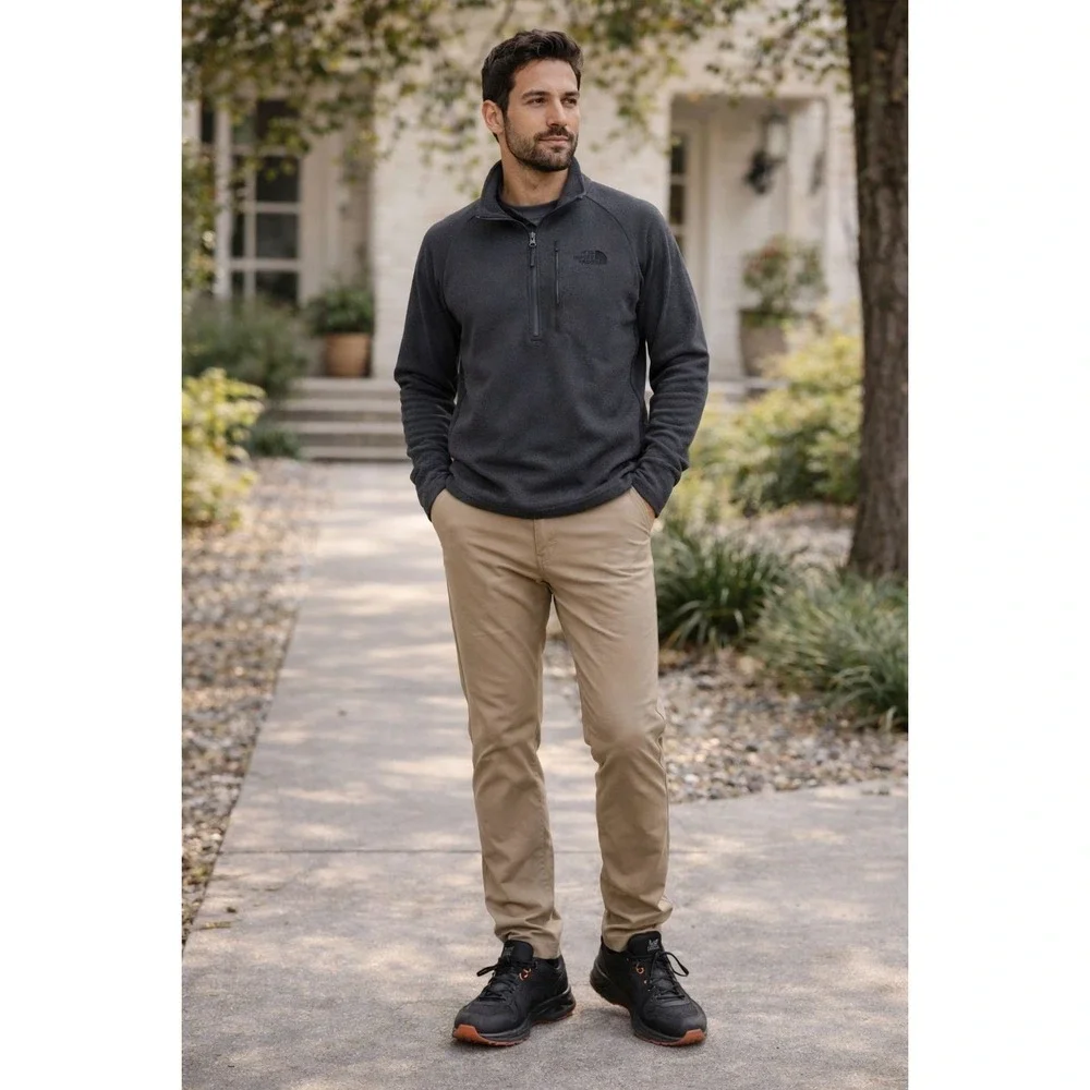 THE NORTH FACE Men's 1/4 Zip Fleece Pullover Gray Athletic Lightweight‎ NF0A2VE5
